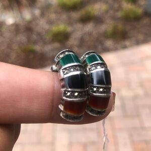 Vintage Silver Marcasite Hoop Earrings